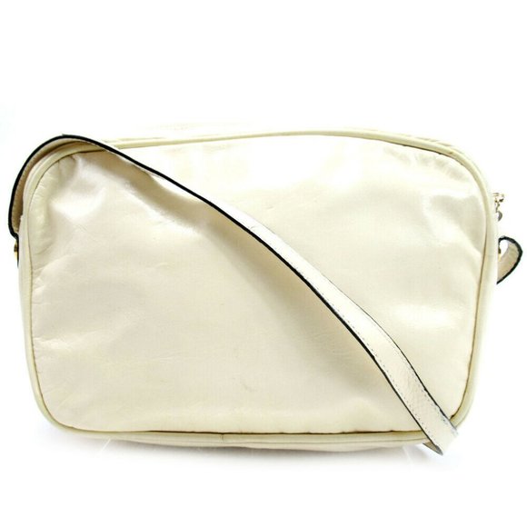 Salvatore Ferragamo Shoulder Bag Beige Leather Used Auth T10165 - Picture 1 of 7
